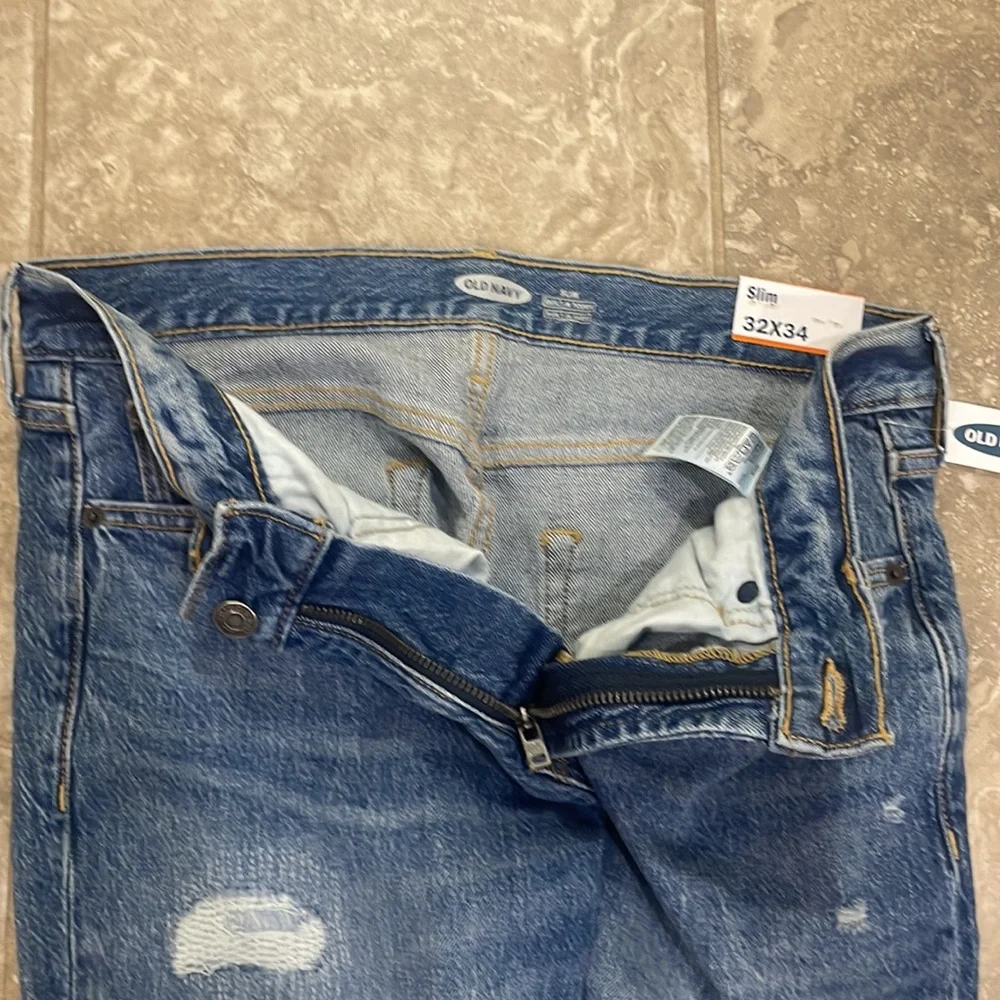 Old Navy Men’s Slim‎ Built-In Flex Rip-and-Repair Jeans Sz 32 x 34